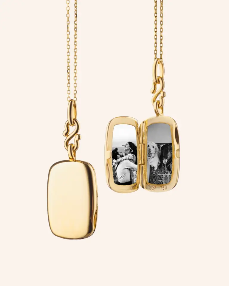 Mikron Kaplama Dikdörtgen Locket Fotoğraflı Madalyon Kolye